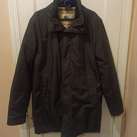 Burberry men's black puffer parka lining long coat SZ XL - Picture 2 of 16